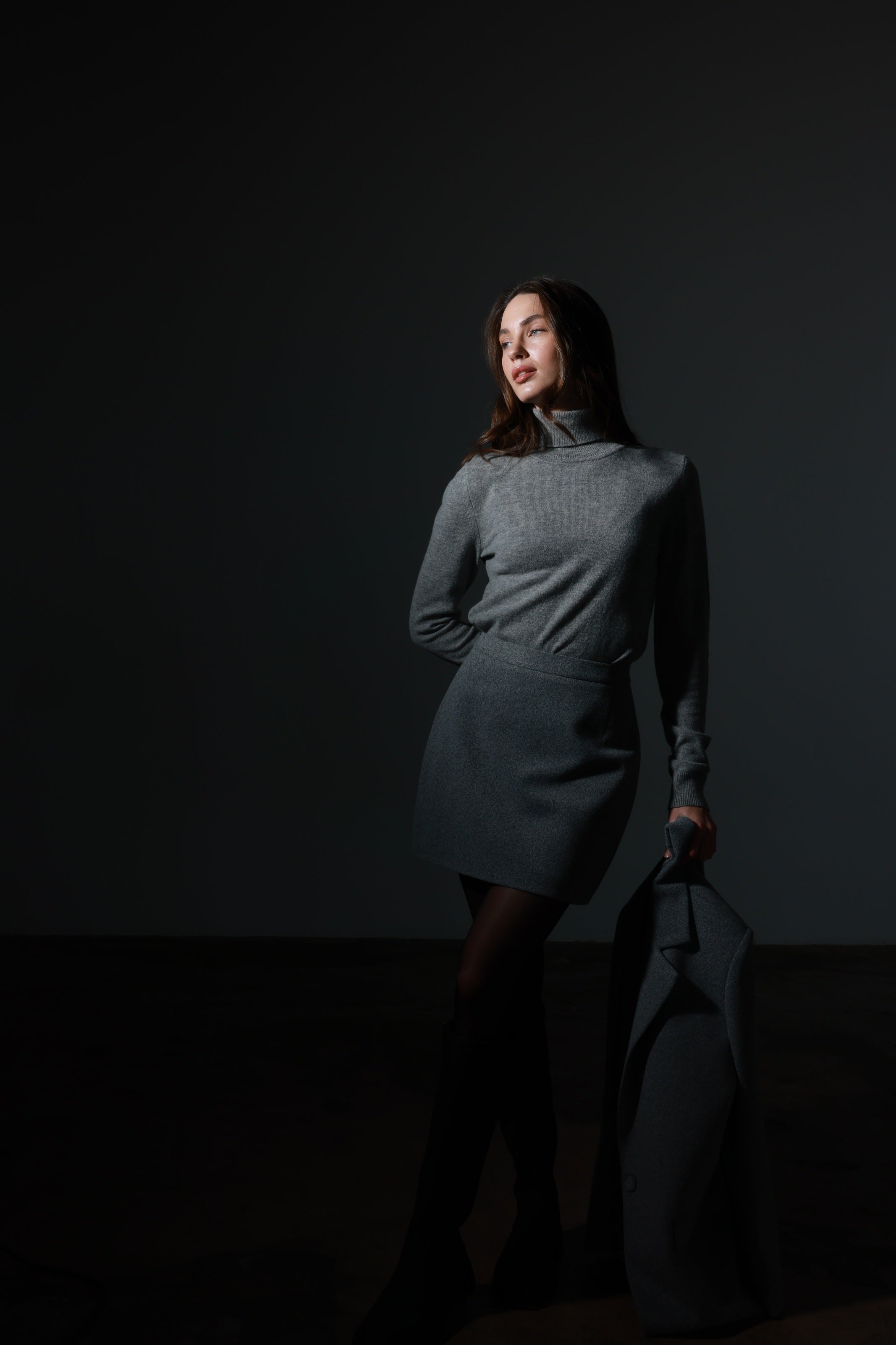Gray Wool Skirt