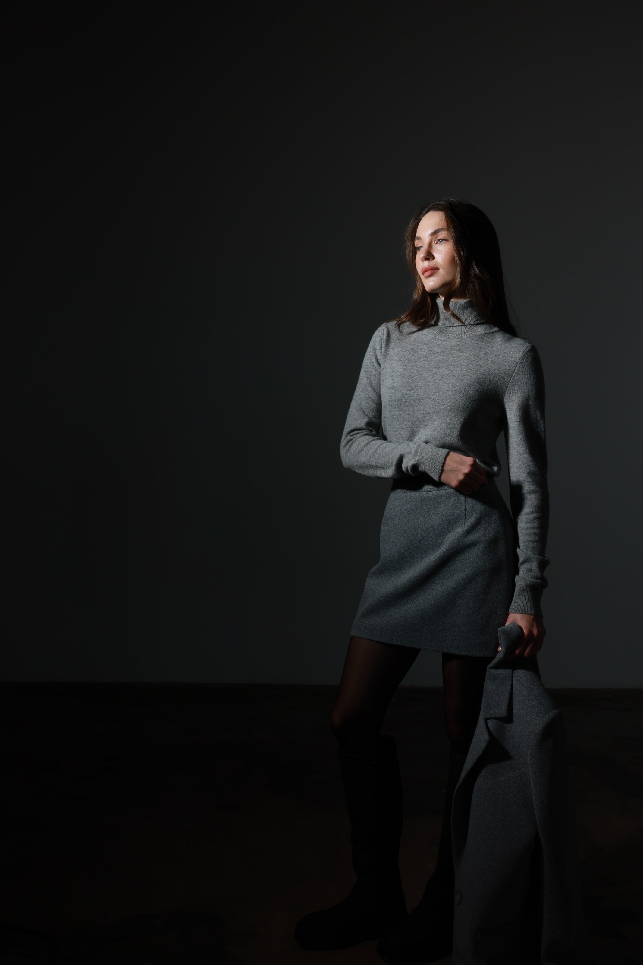 Gray Wool Skirt