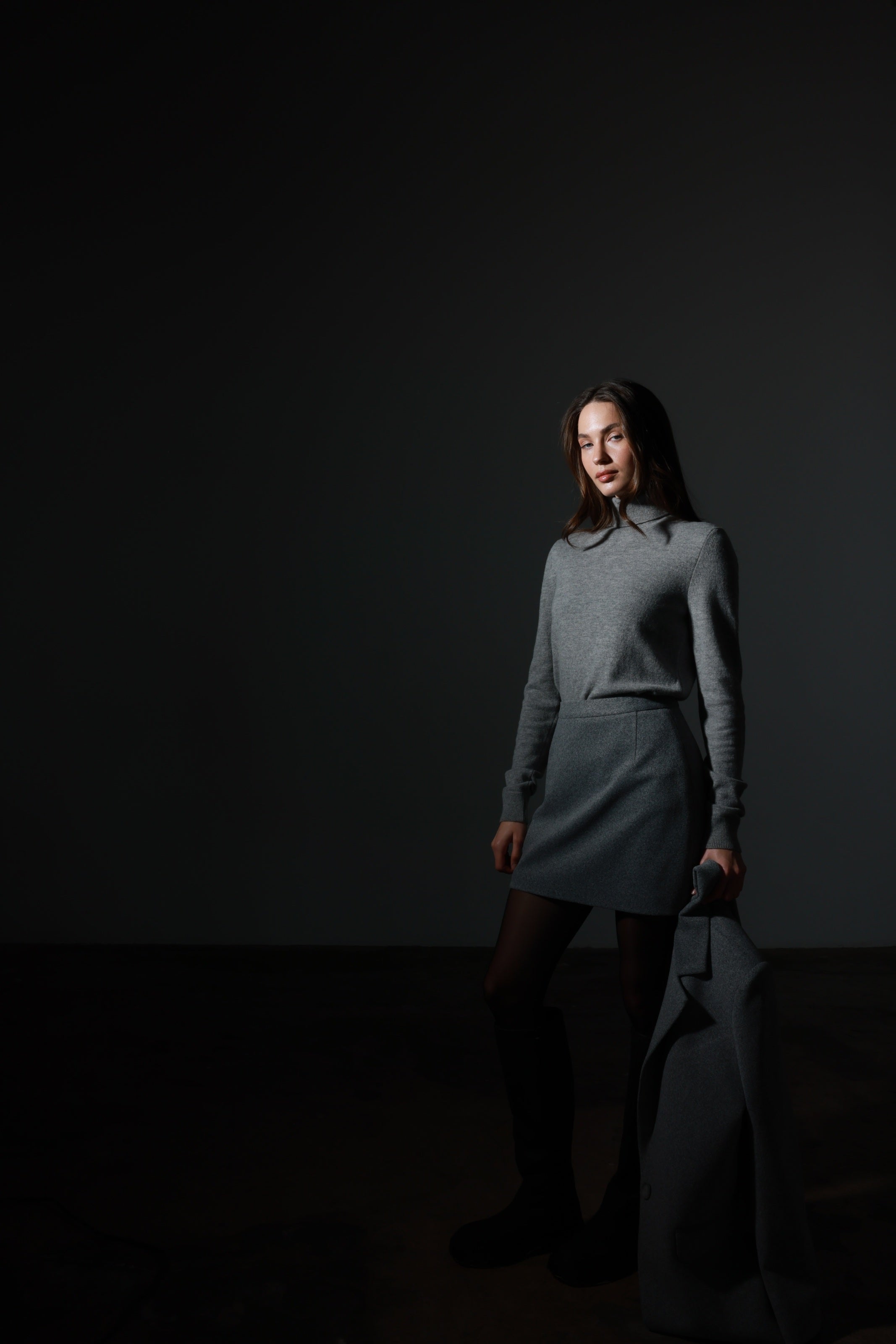 Gray Wool Skirt