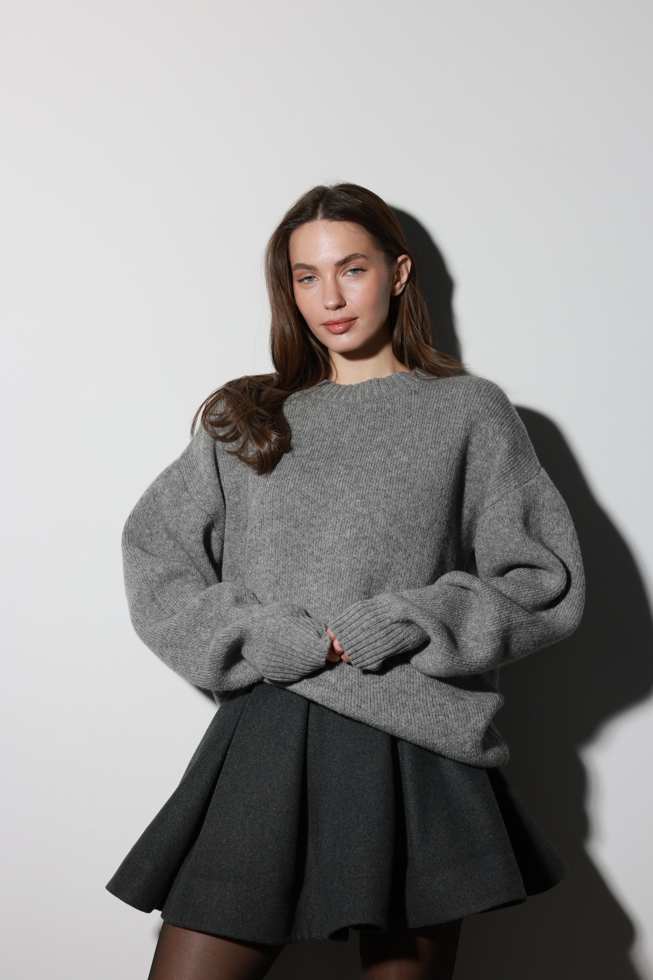 Graphite Wool Ruffle Skirt