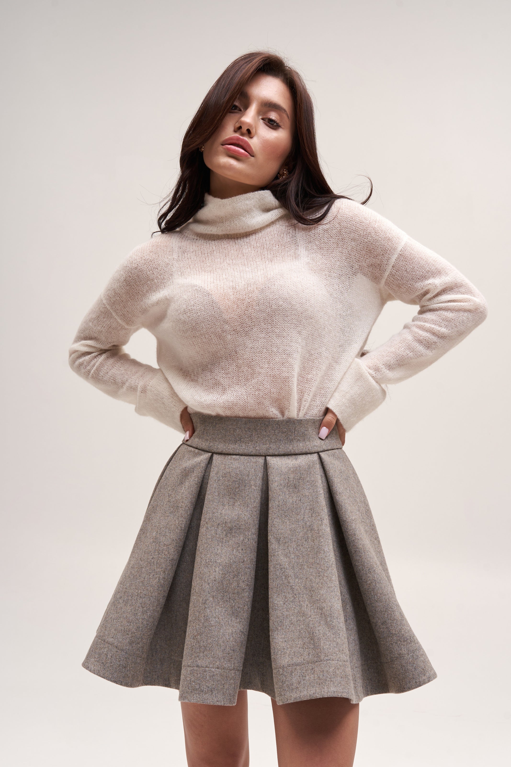 Gray Flounce Skirt Wool