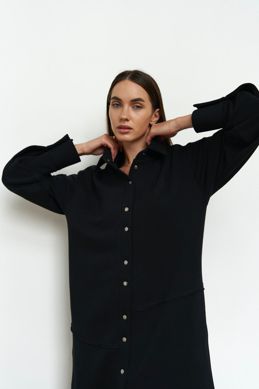 Dress-cardigan black knit U