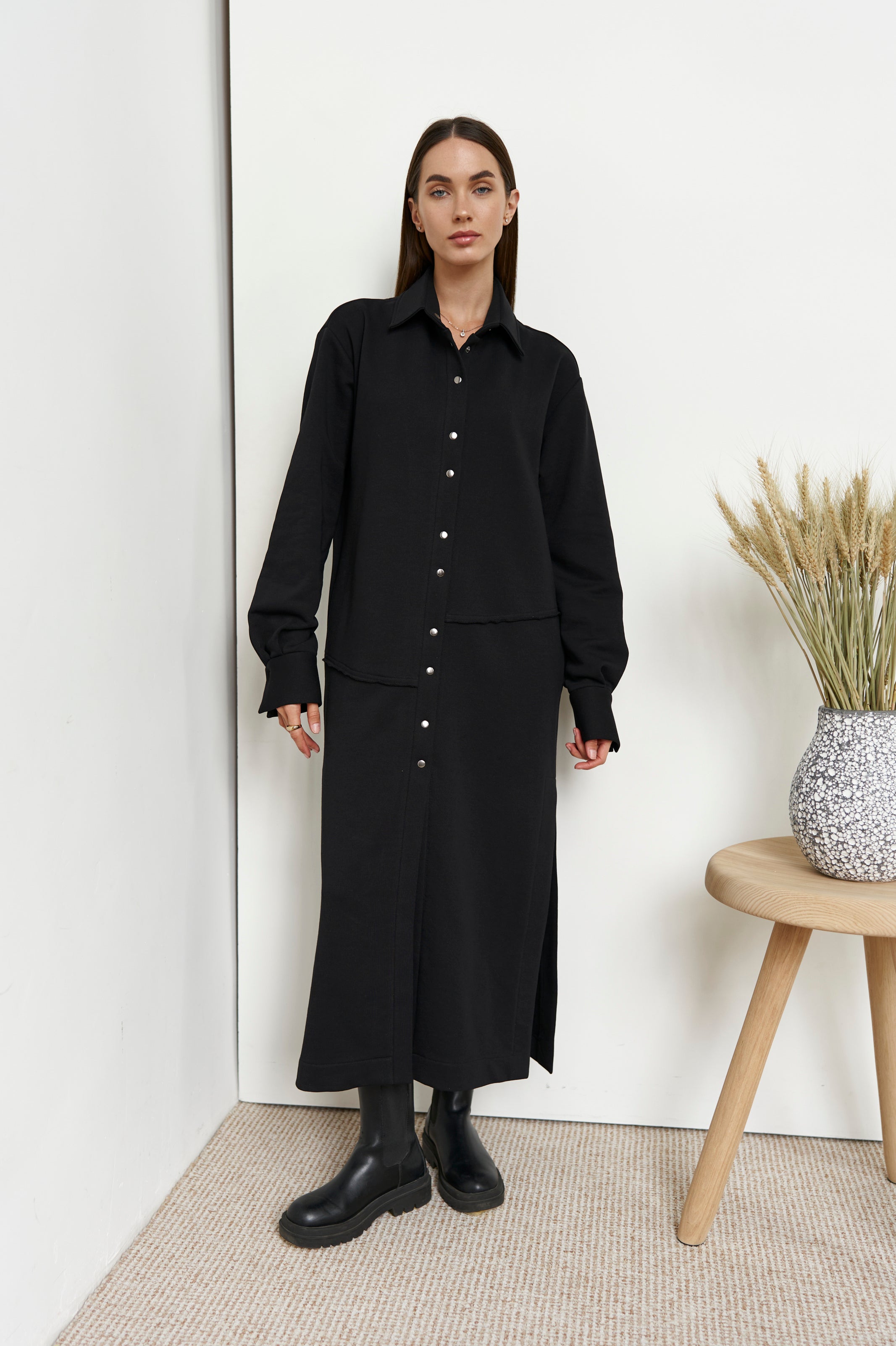 Dress-cardigan black knit U