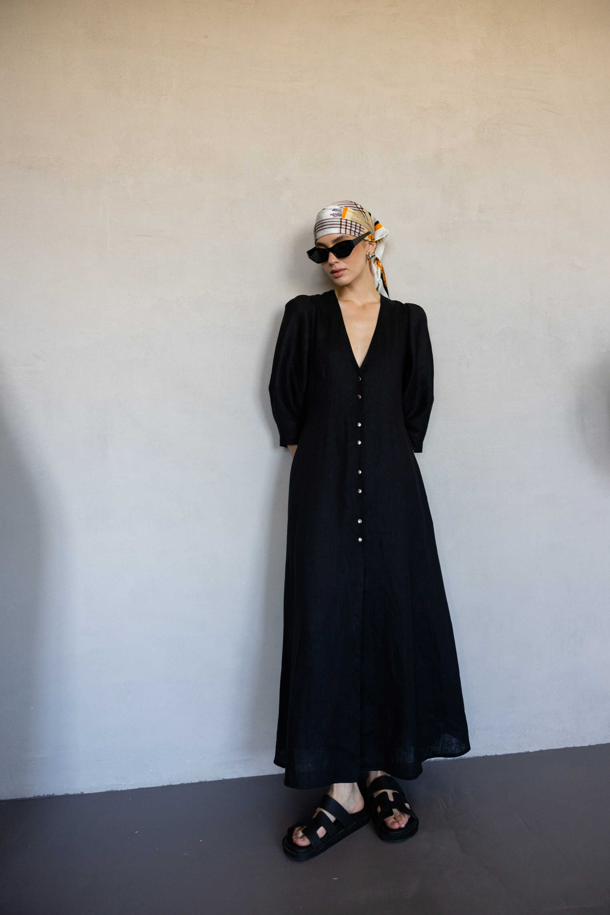Dress maxi linen black