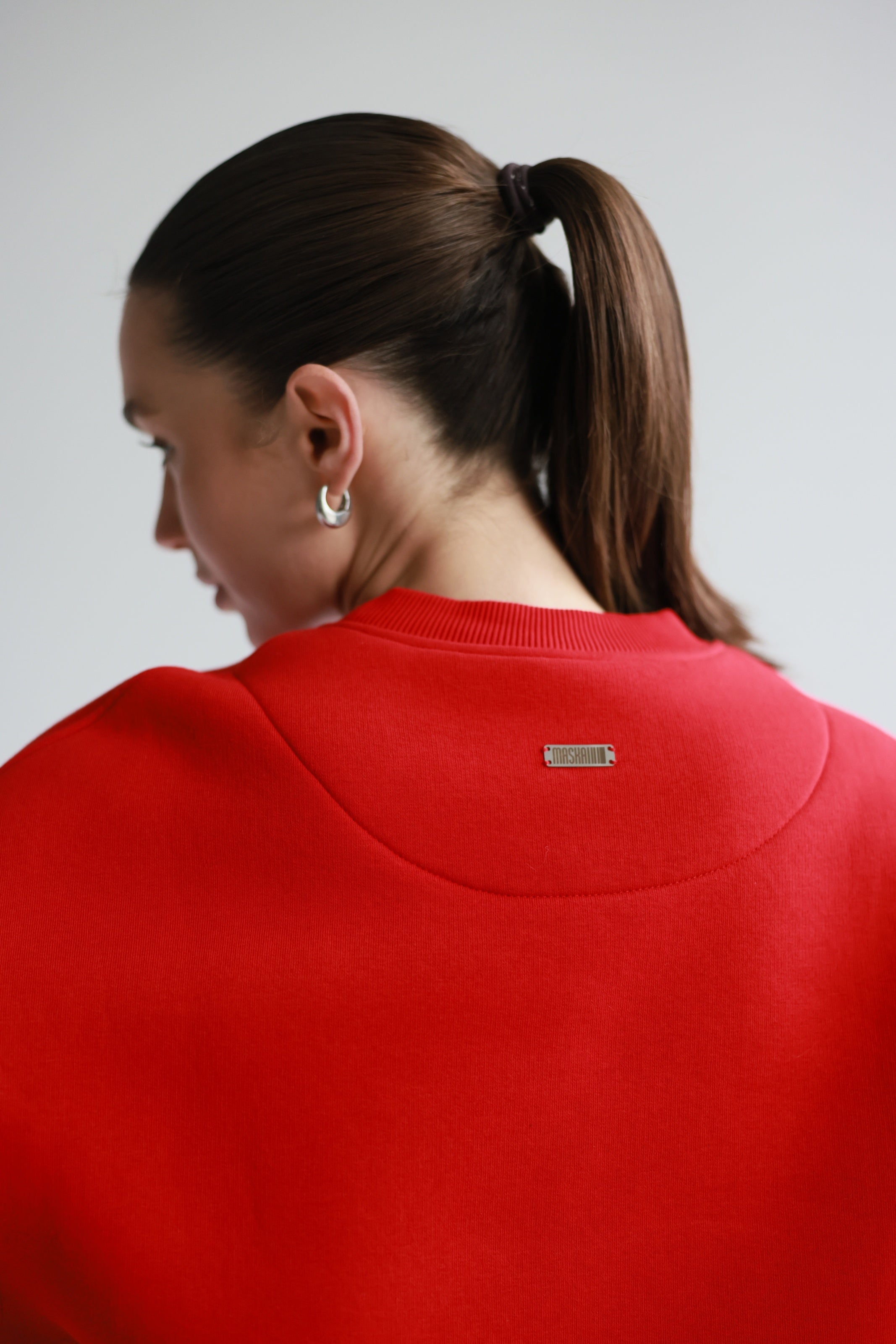 Red Rhinestone Knit Sweatshirt