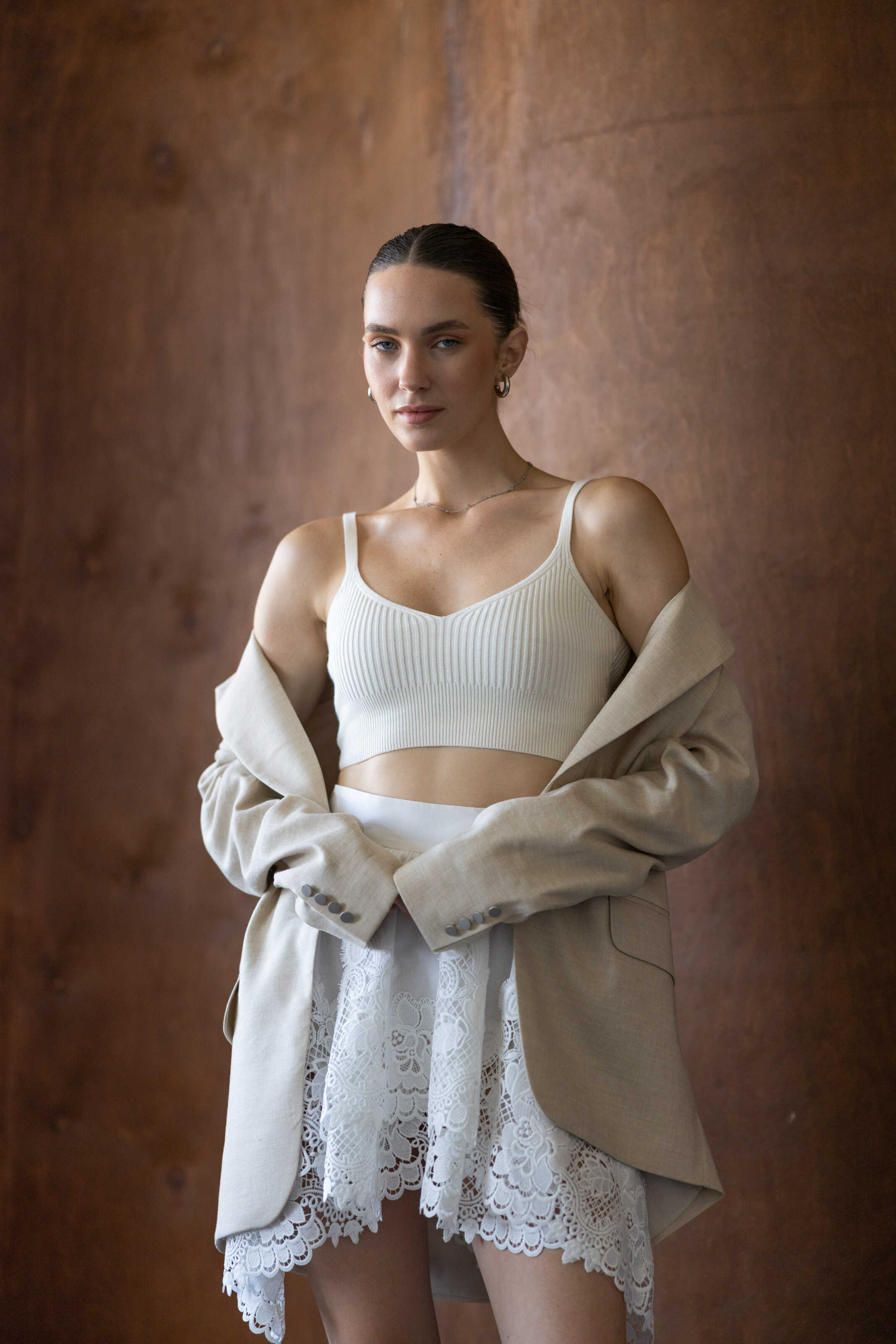 Top white ribbed OneSize