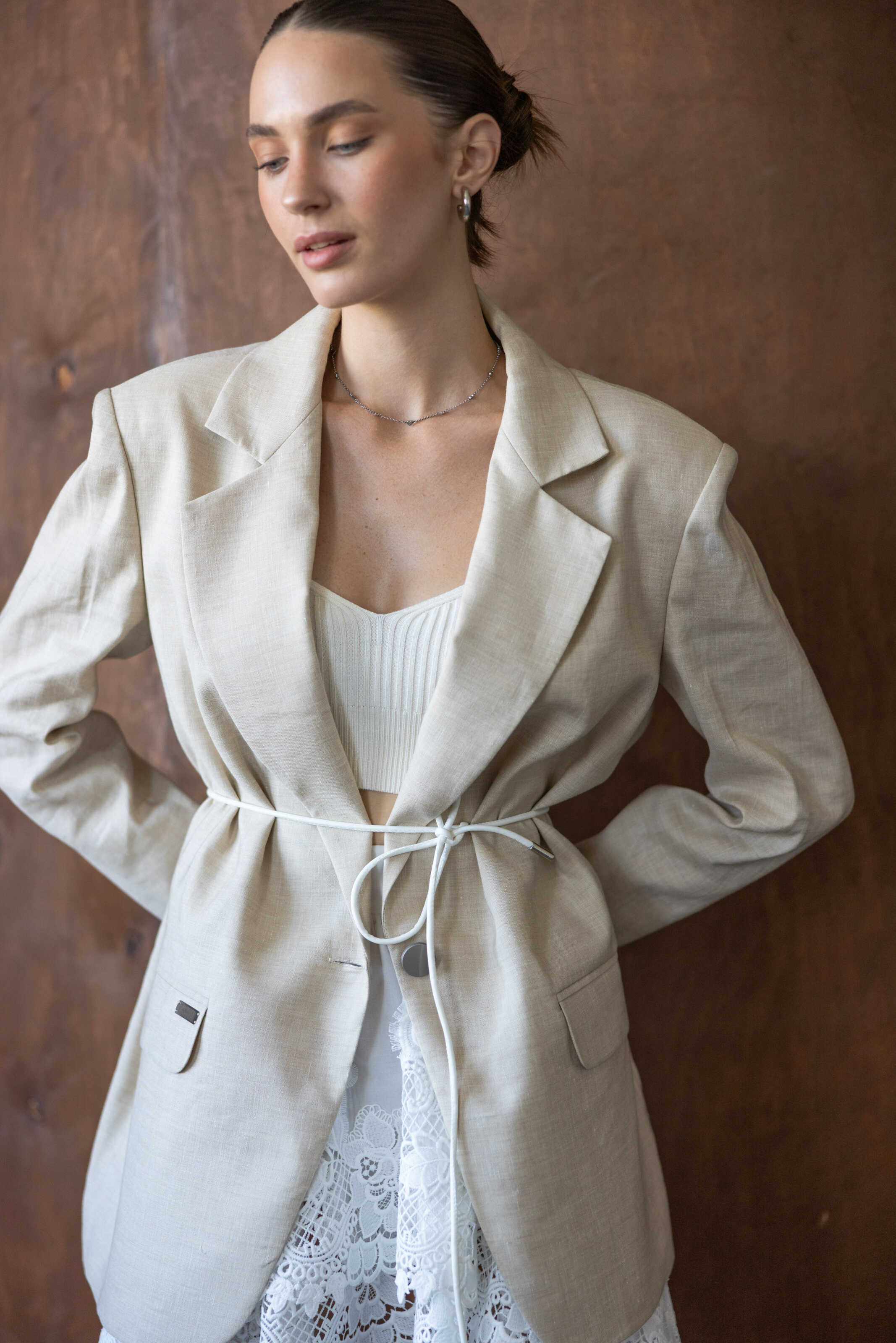 Top white ribbed OneSize