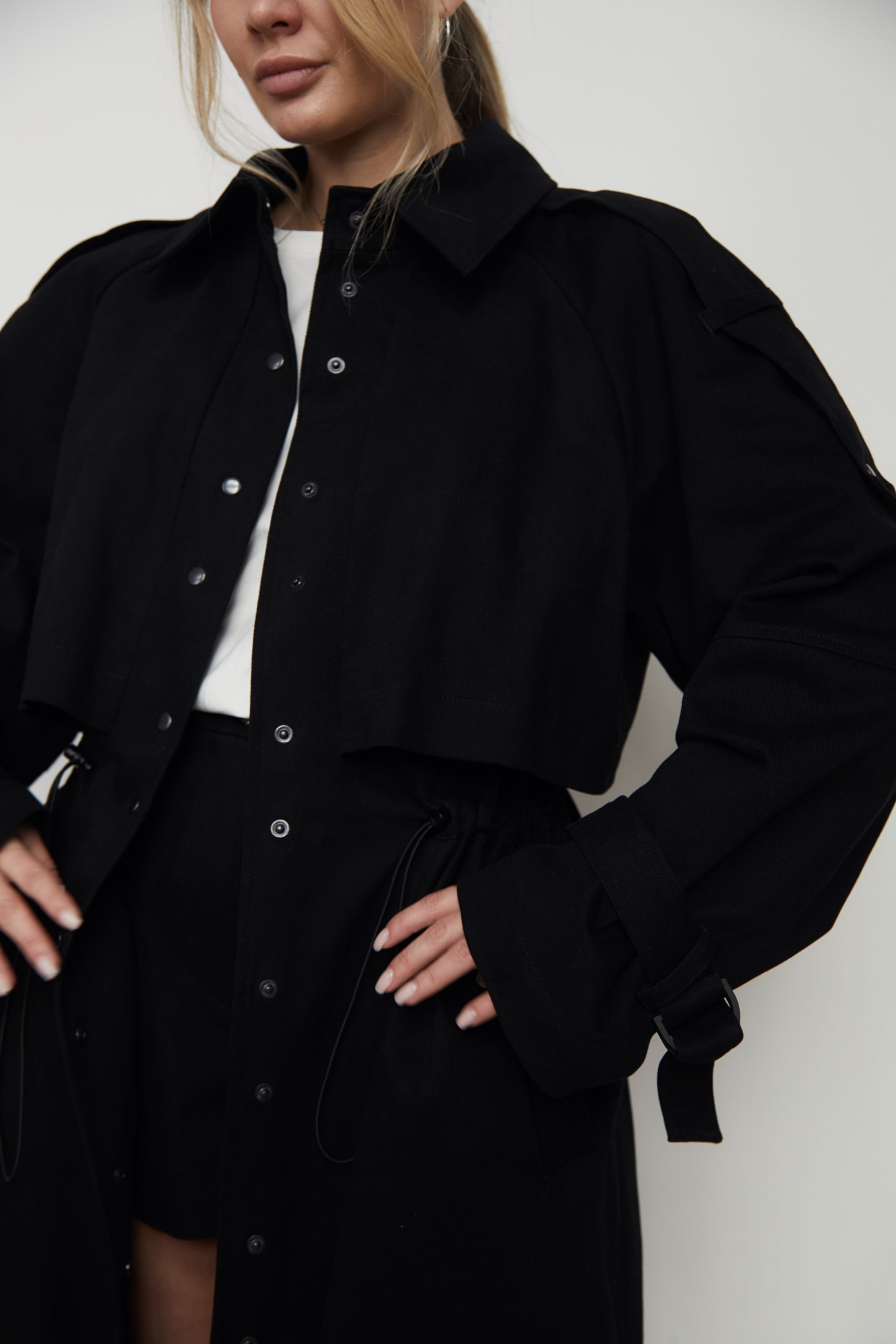 Trench coat black denim/cotton U