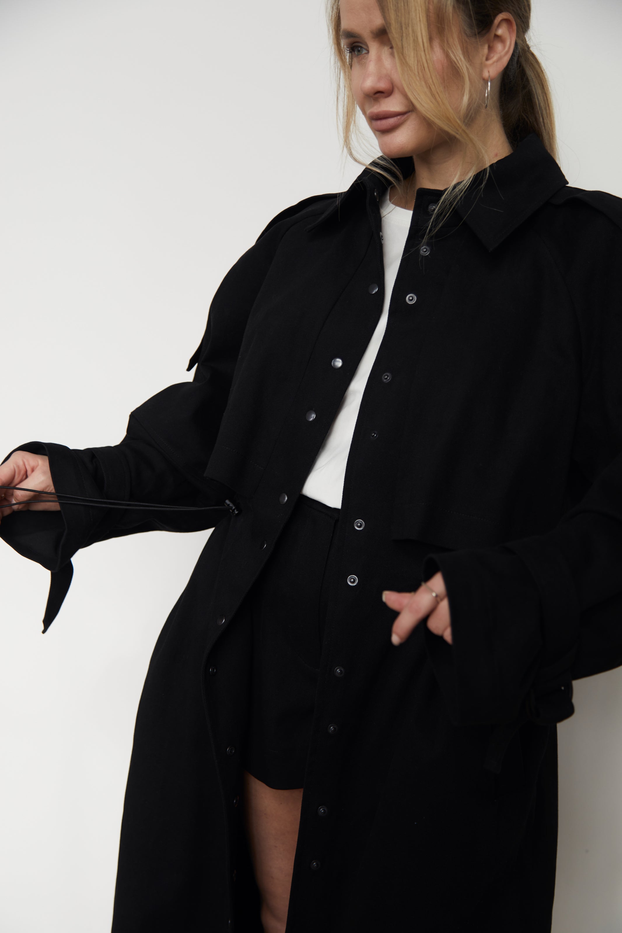 Trench coat black denim/cotton U