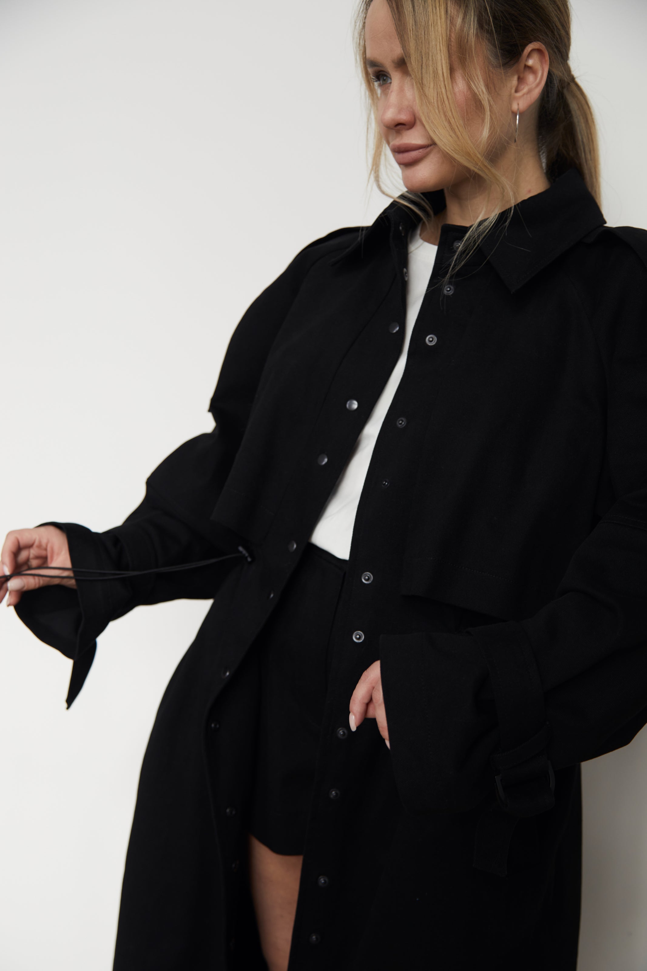 Trench coat black denim/cotton U