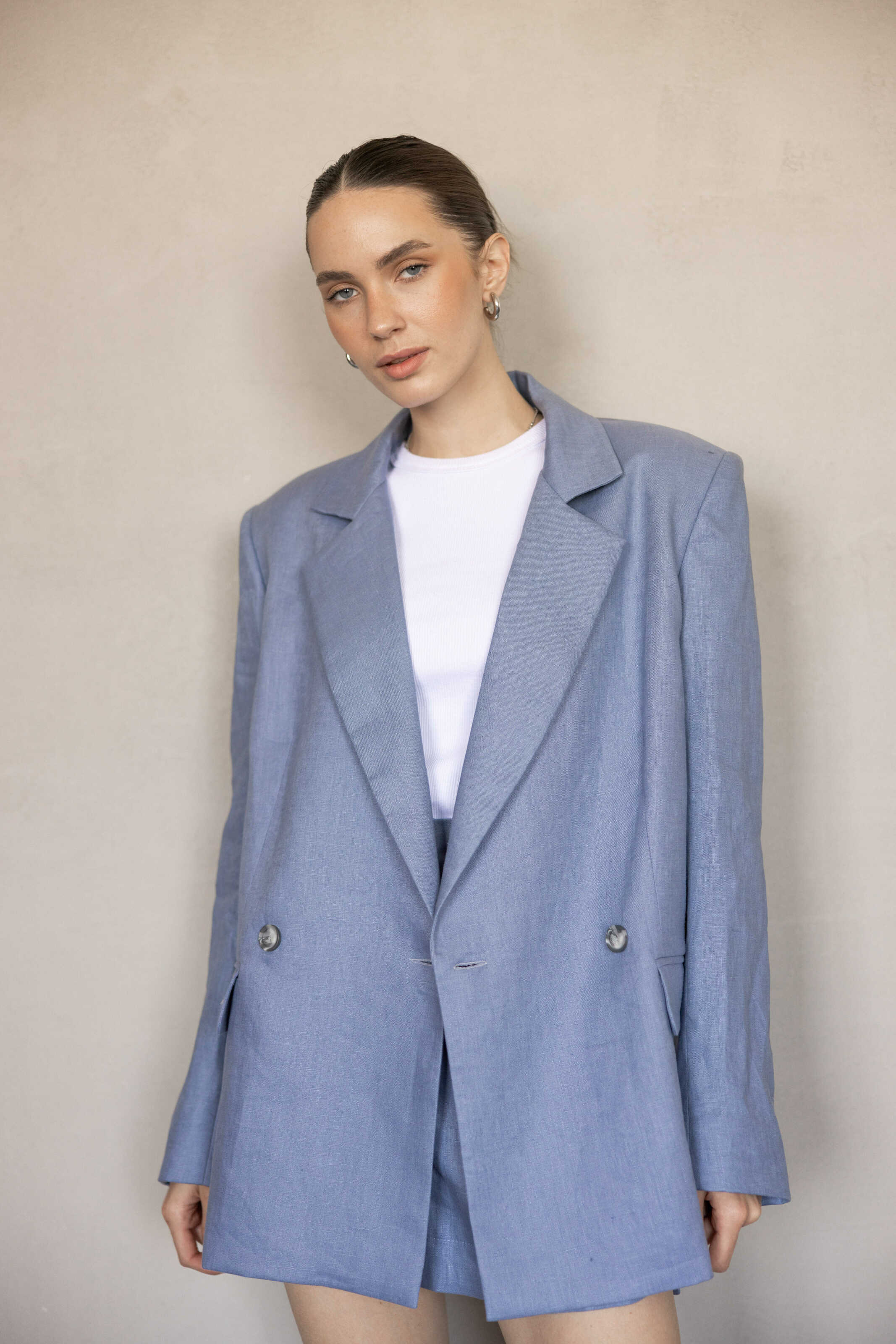 Blazer linen Oversize Light Blue