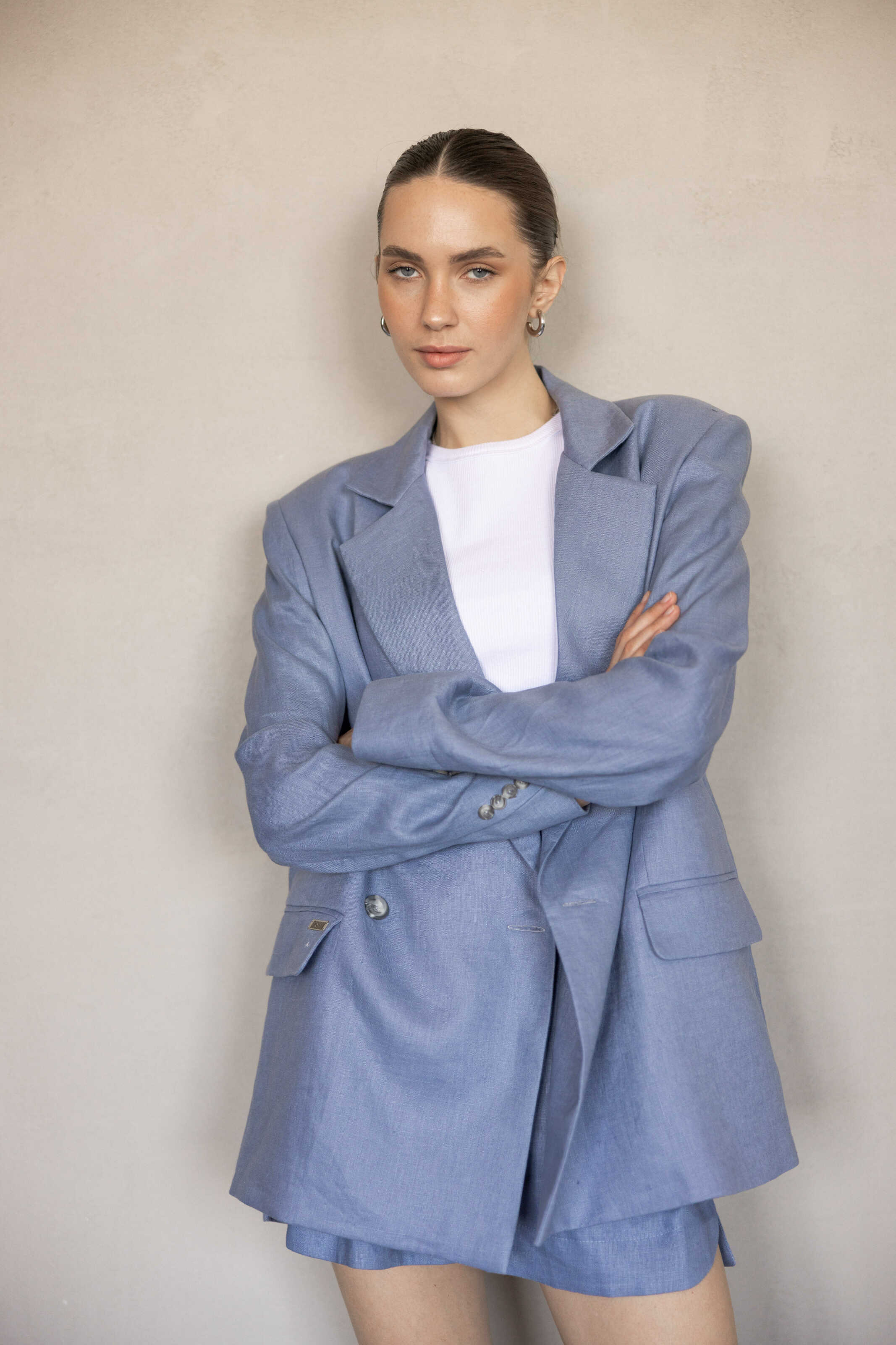 Blazer linen Oversize Light Blue