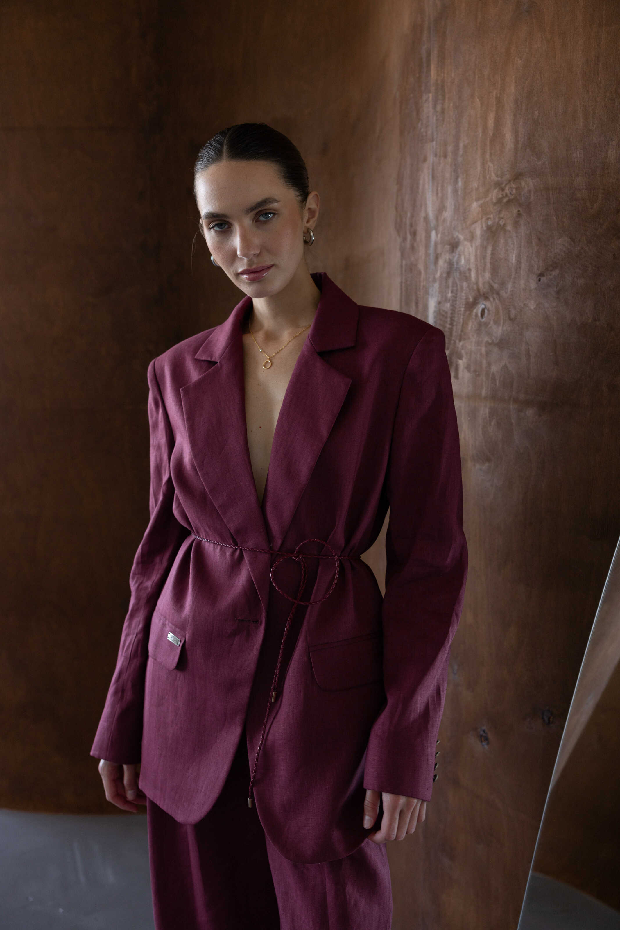 Blazer linen Oversize Burgundy