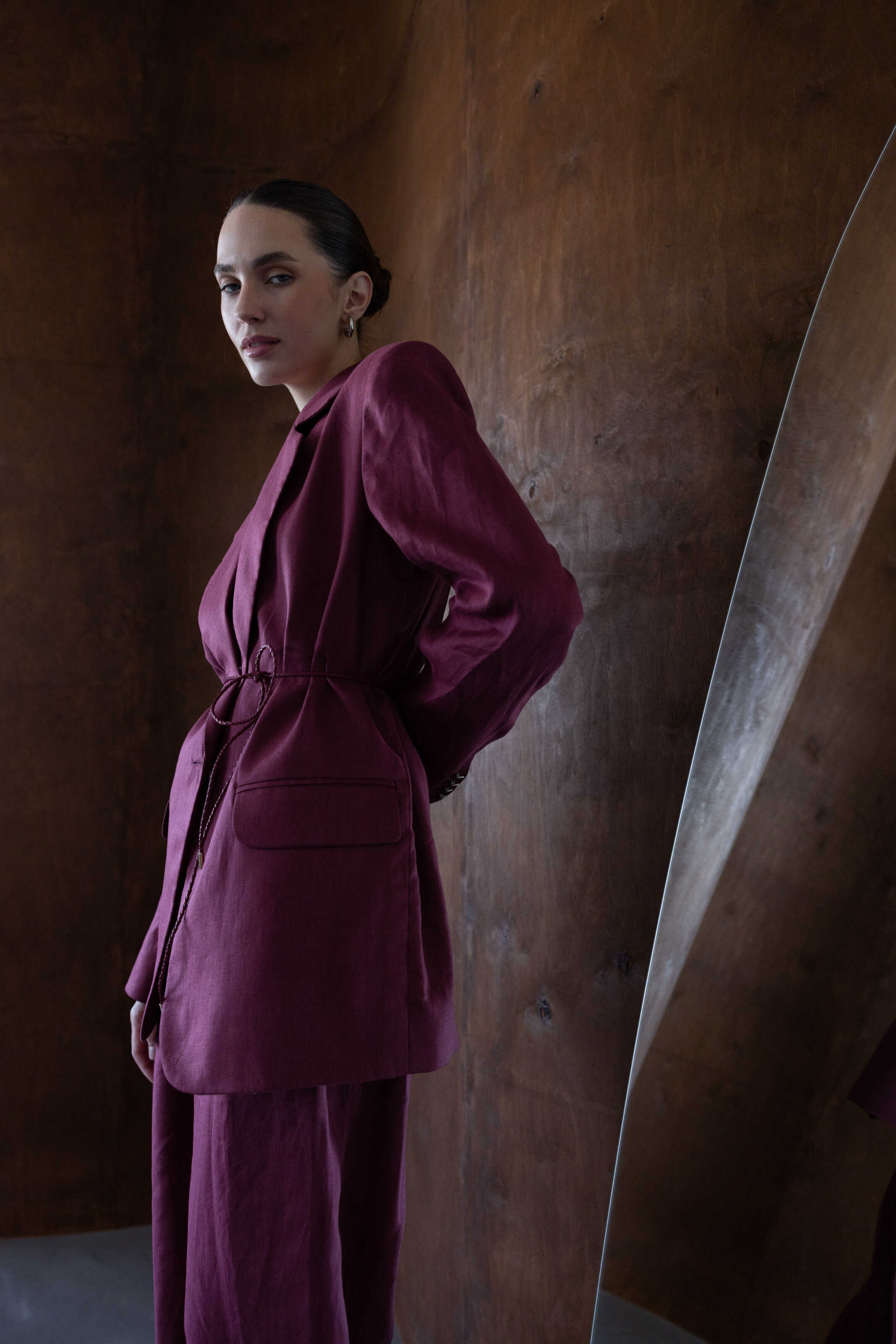 Blazer linen Oversize Burgundy