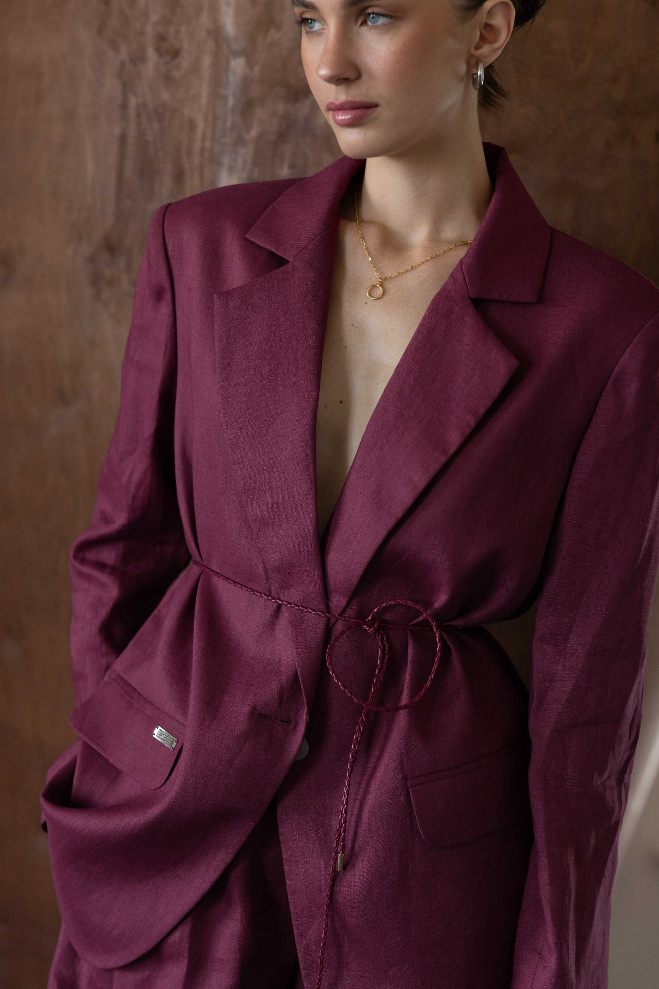 Blazer linen Oversize Burgundy