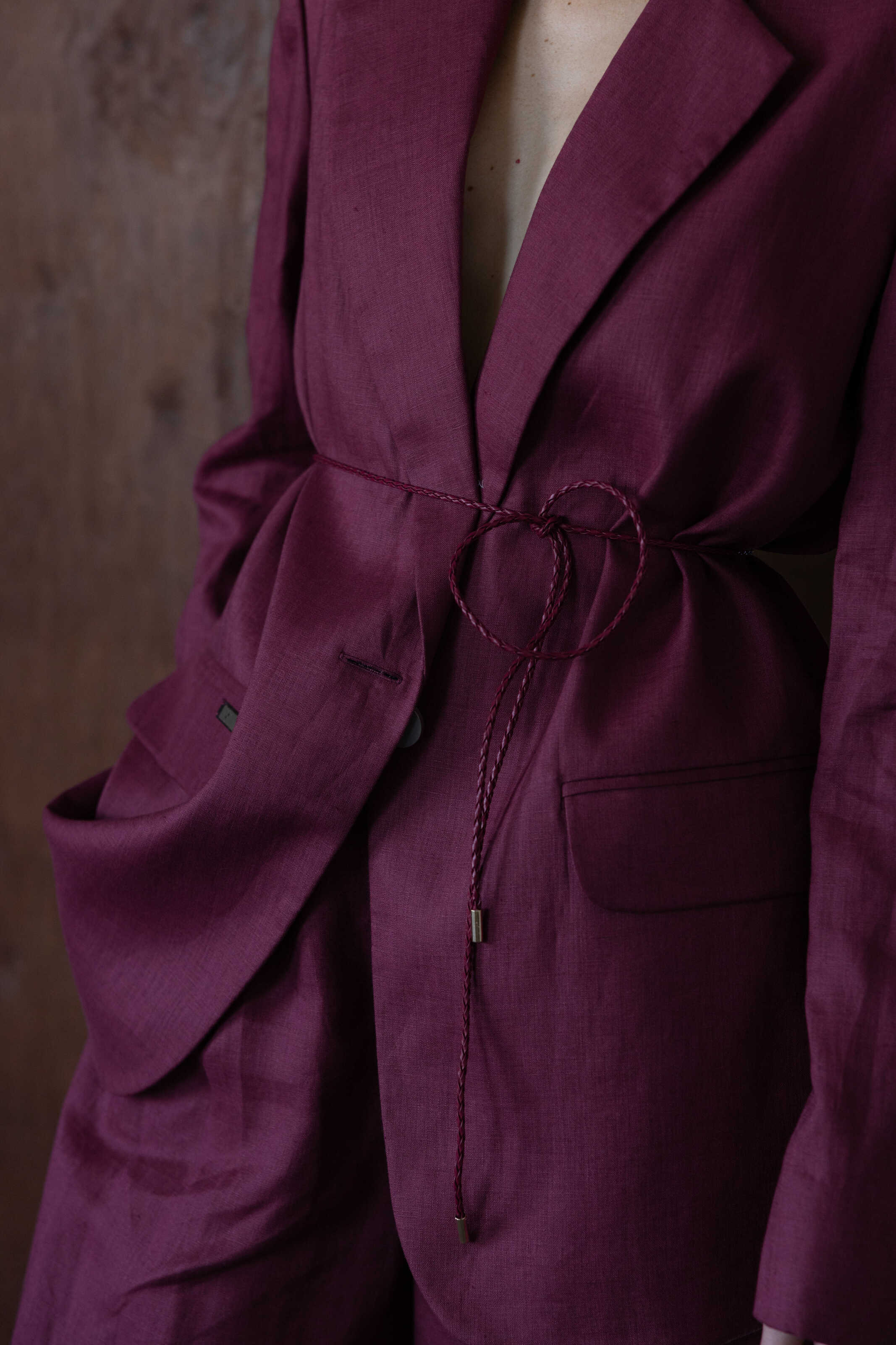 Blazer linen Oversize Burgundy