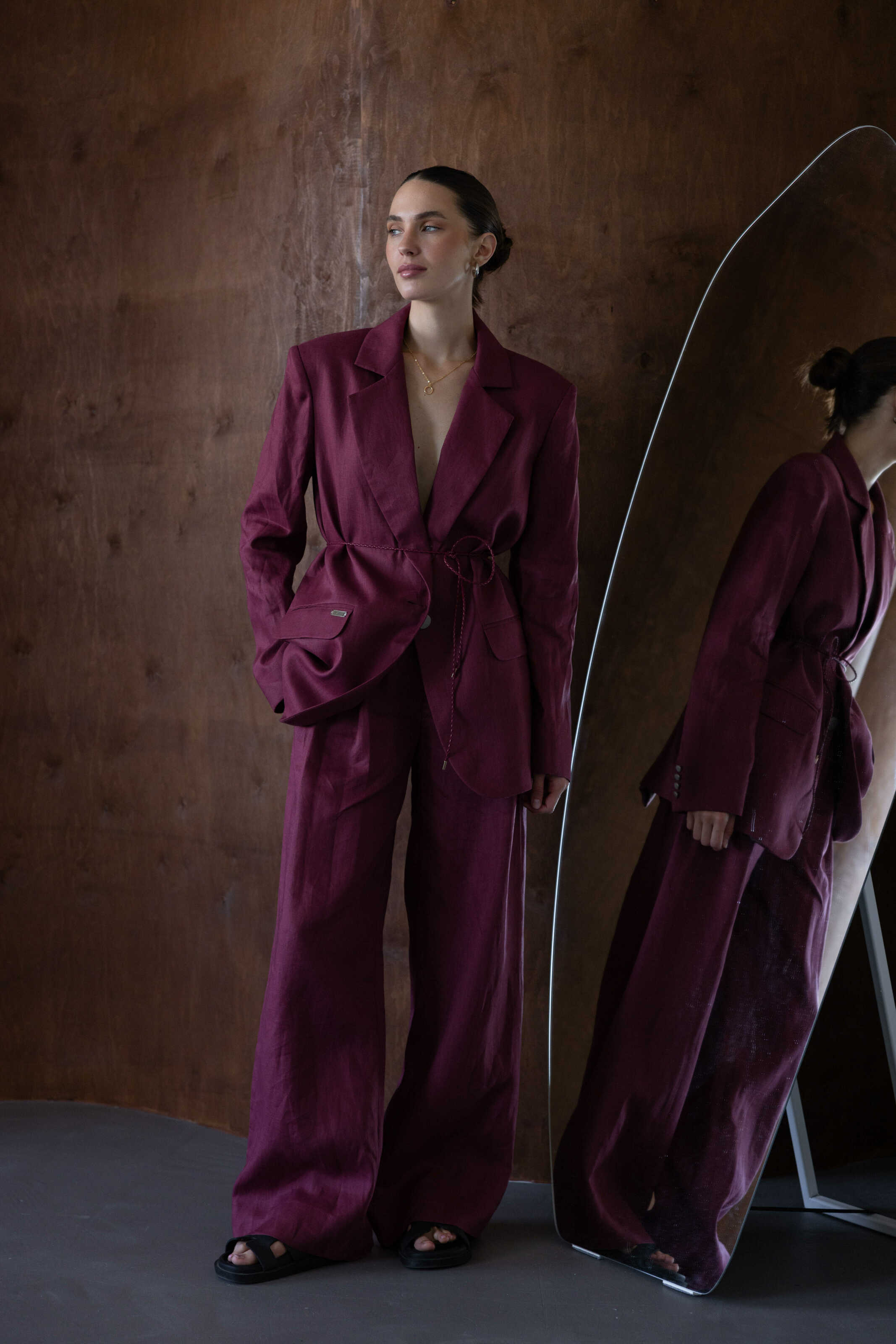 Blazer linen Oversize Burgundy