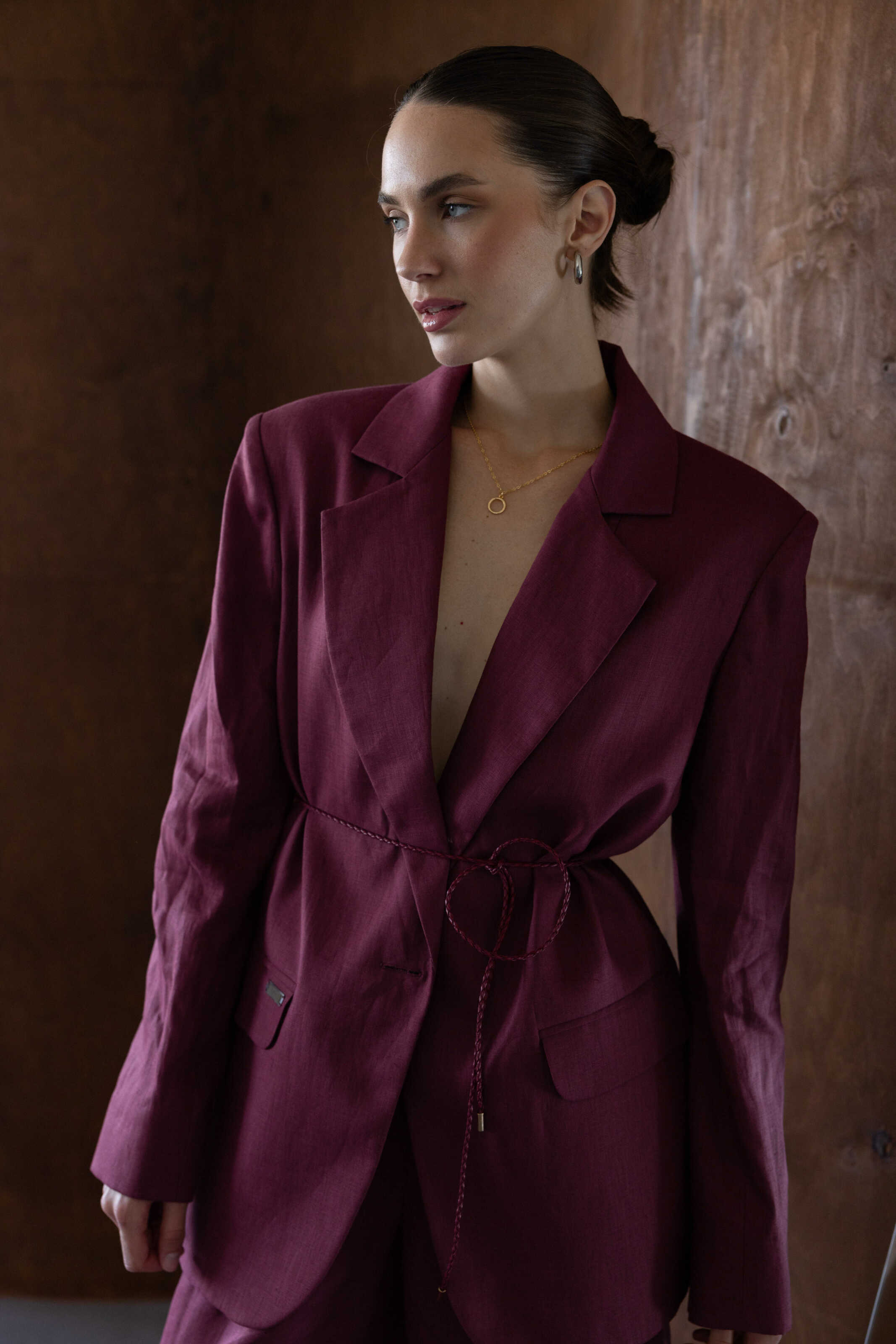 Blazer linen Oversize Burgundy