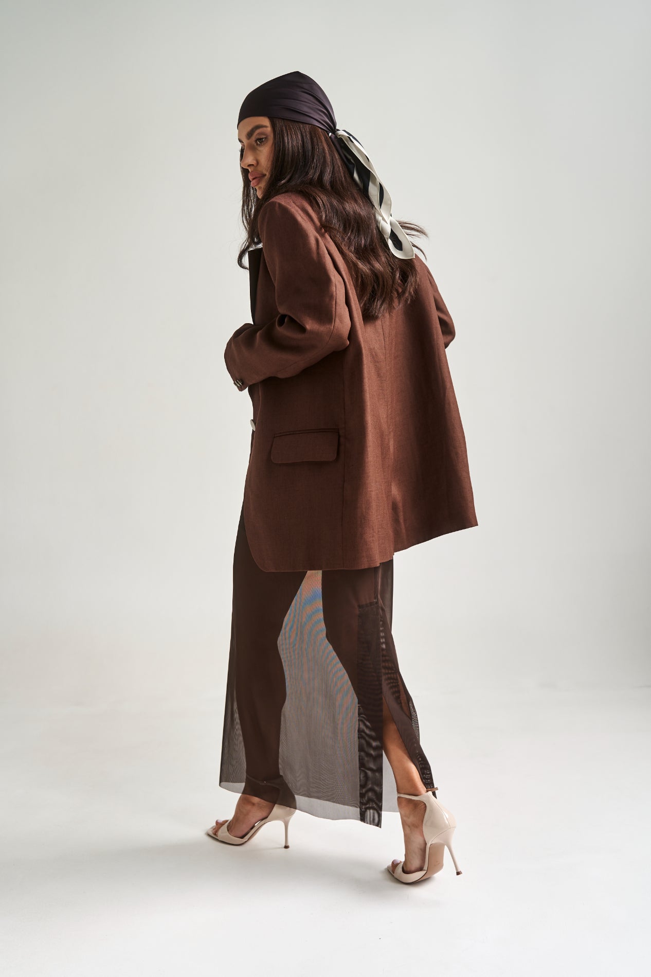 Linen Oversize Jacket Chocolate