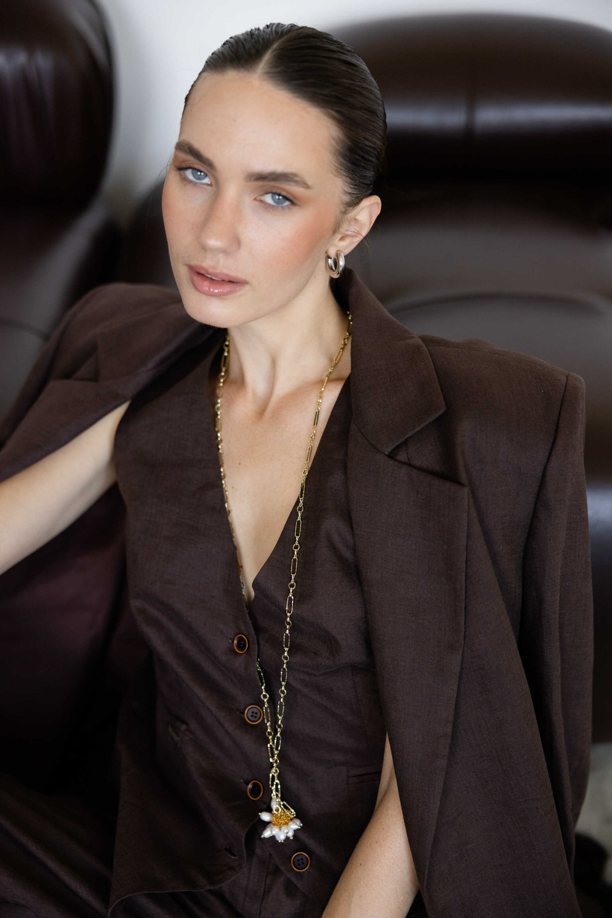 Blazer linen Oversize Chocolate