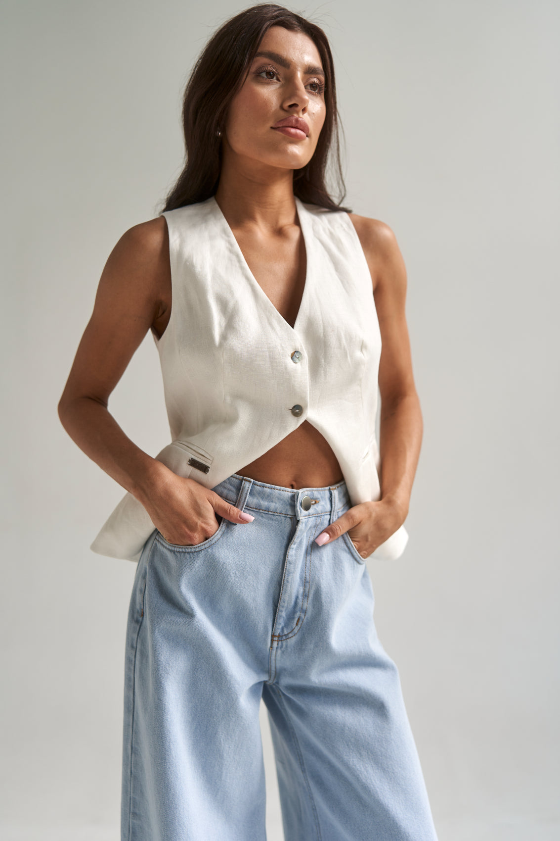 Linen Vest White